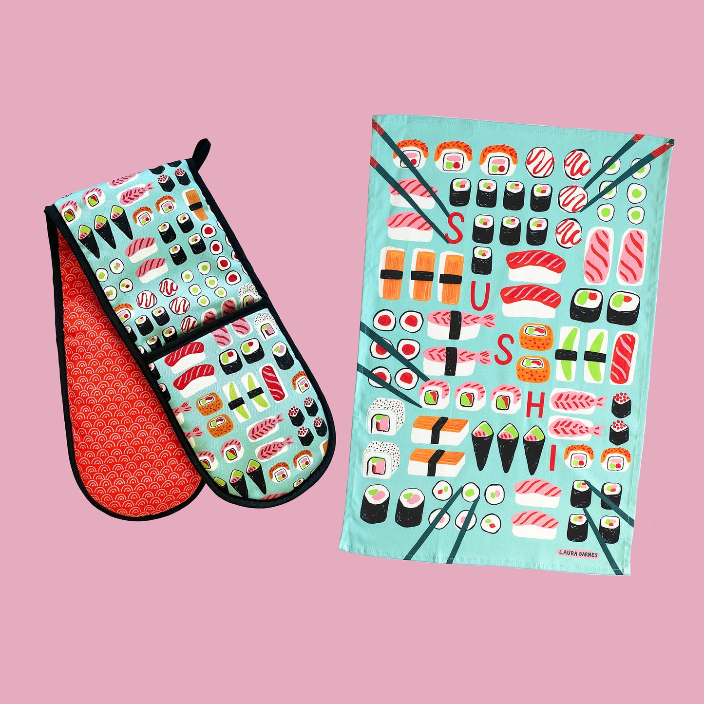 Sushi Organic Cotton Oven Gloves