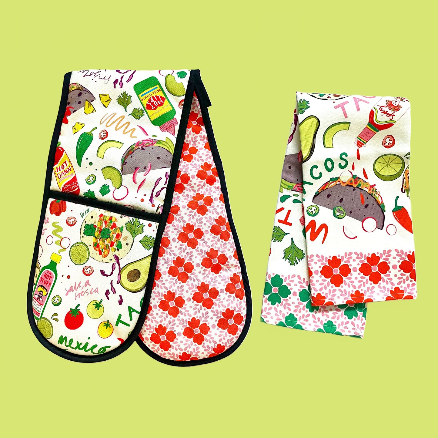 Tacos Organic Cotton Oven Gloves