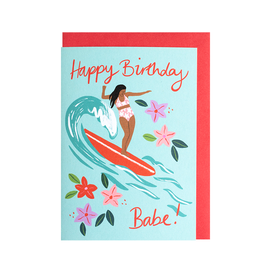 Happy Birthday Babe!- Surfer Girl card