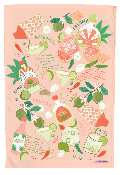 Margaritas Organic Cotton Tea Towel