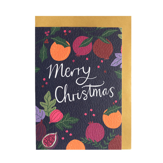 Botanical Fruits Merry Christmas card