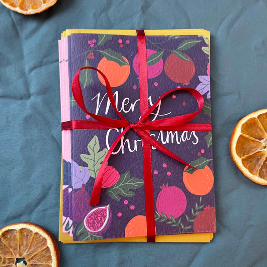 Botanical Fruits Christmas card bundle (6 cards)