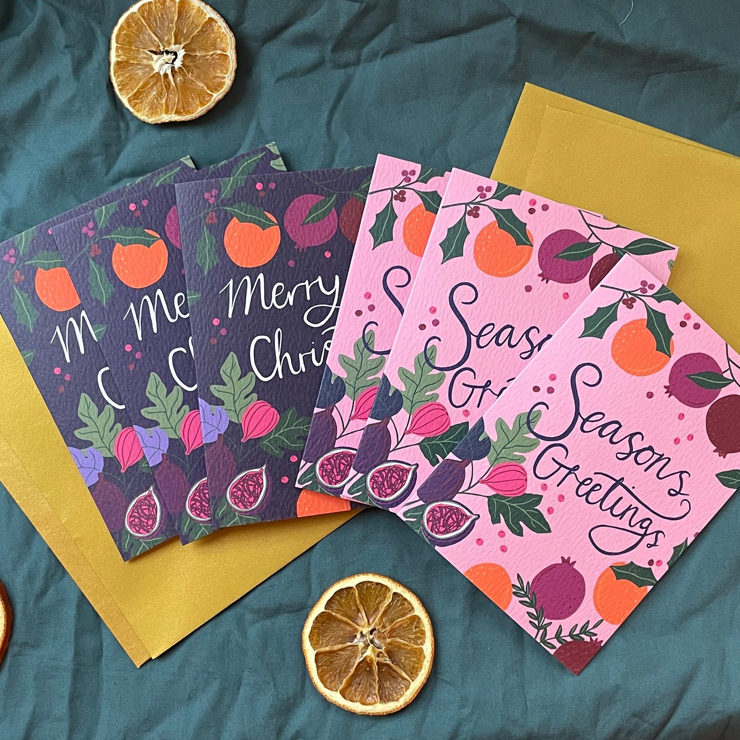 Botanical Fruits Christmas card bundle (6 cards)