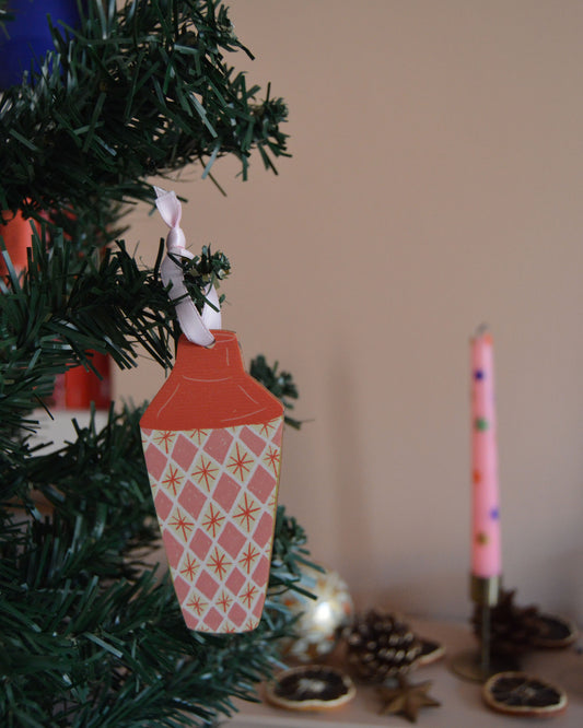 Cocktail Shaker Christmas Decoration (Coral Stars)