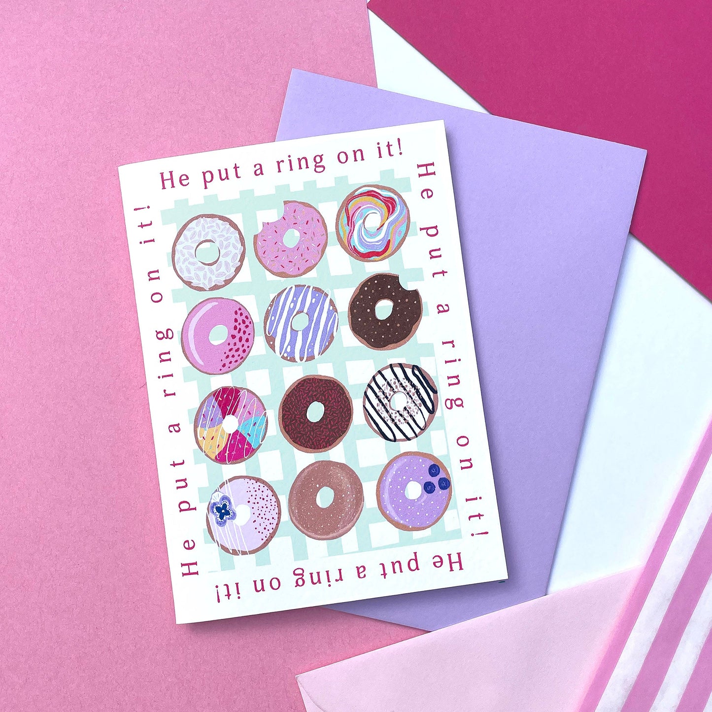 He put a ring on it! Doughnut engagement card