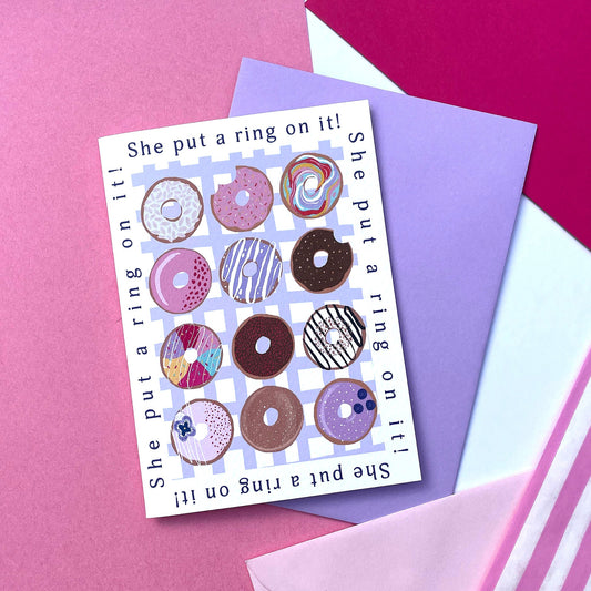 She put a ring on it! Doughnut Engagement card