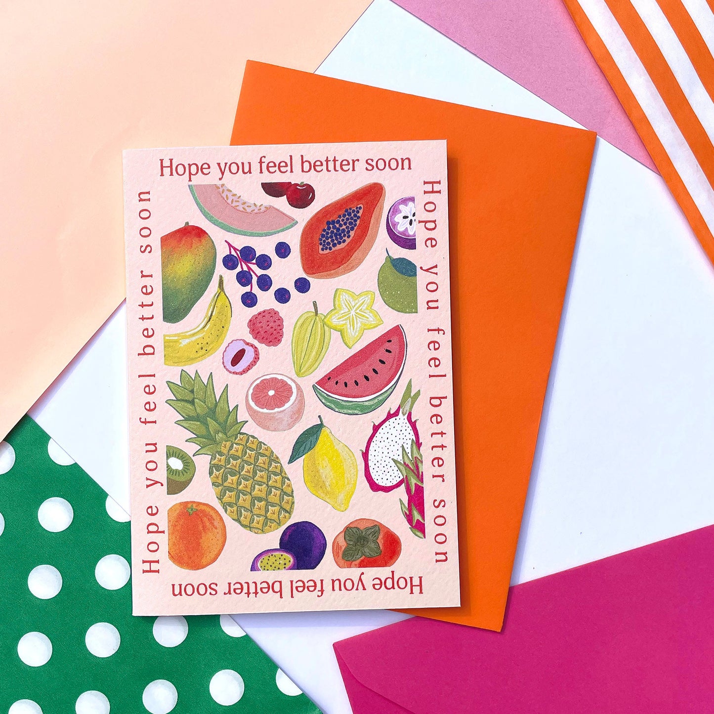 Hope you feel better soon - tropical fruits card