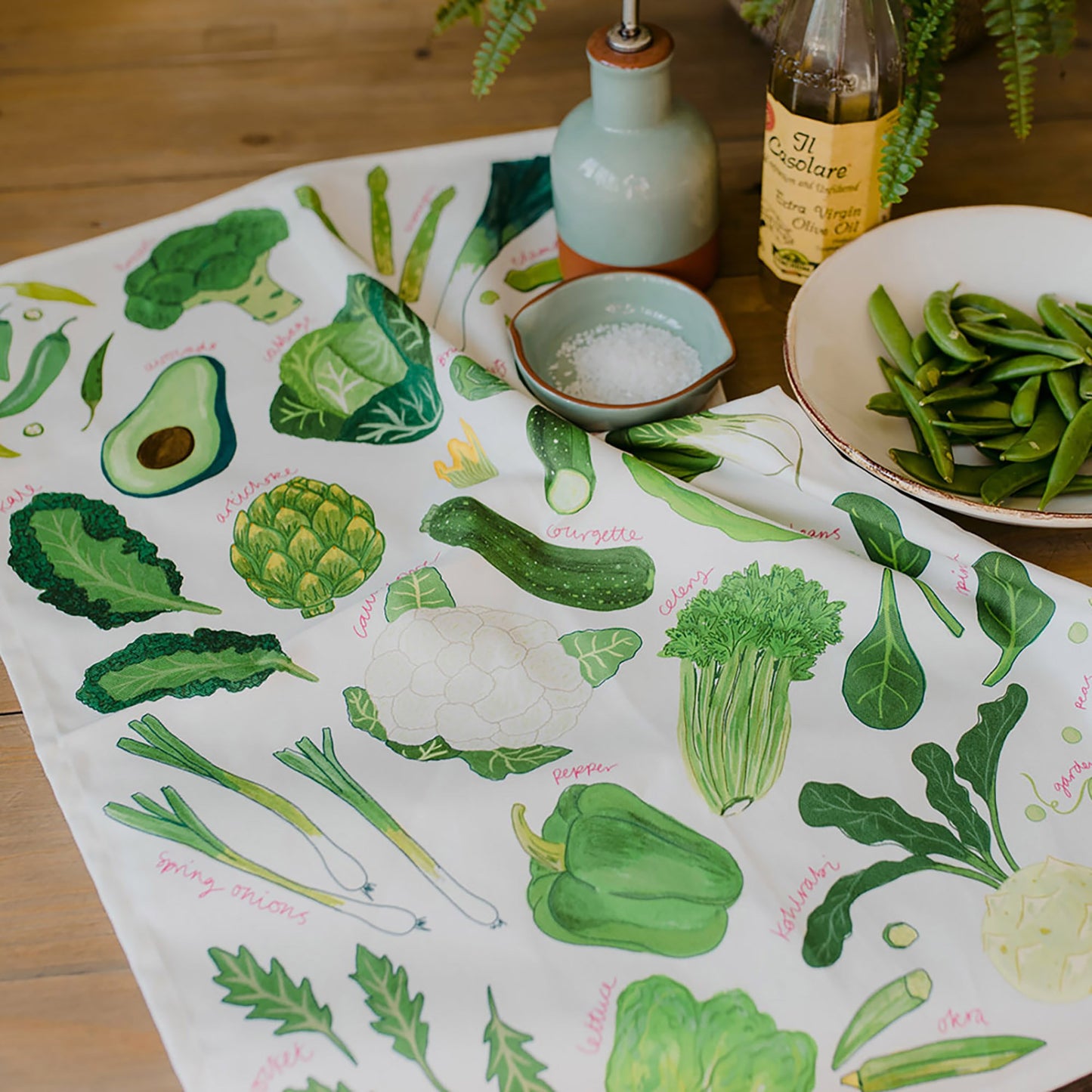 Green Veg Organic Cotton Tea Towel