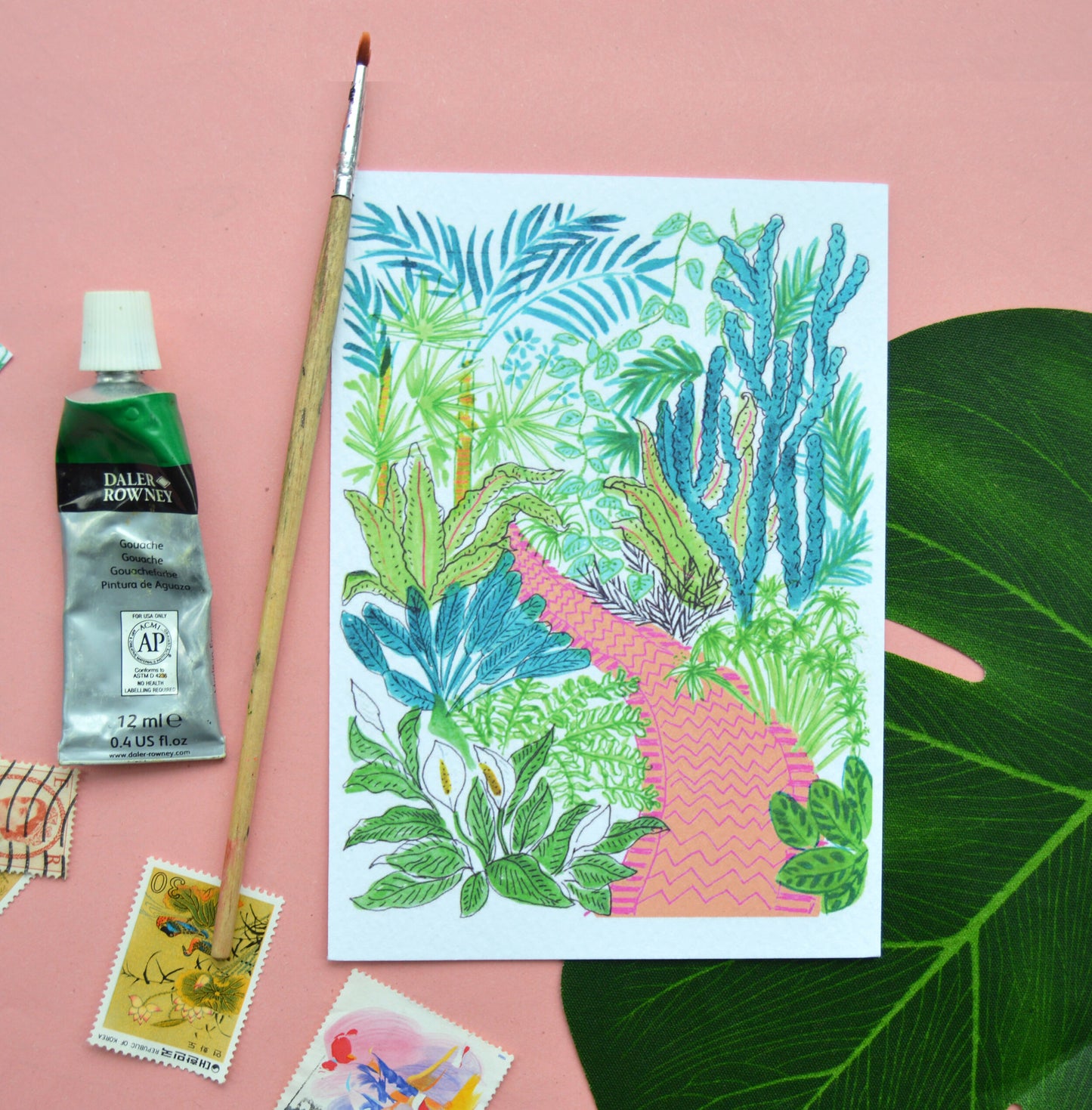 Tropical Jungle Path Art Print.