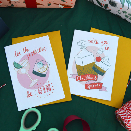 Boozy Christmas card bundle of 4 cards