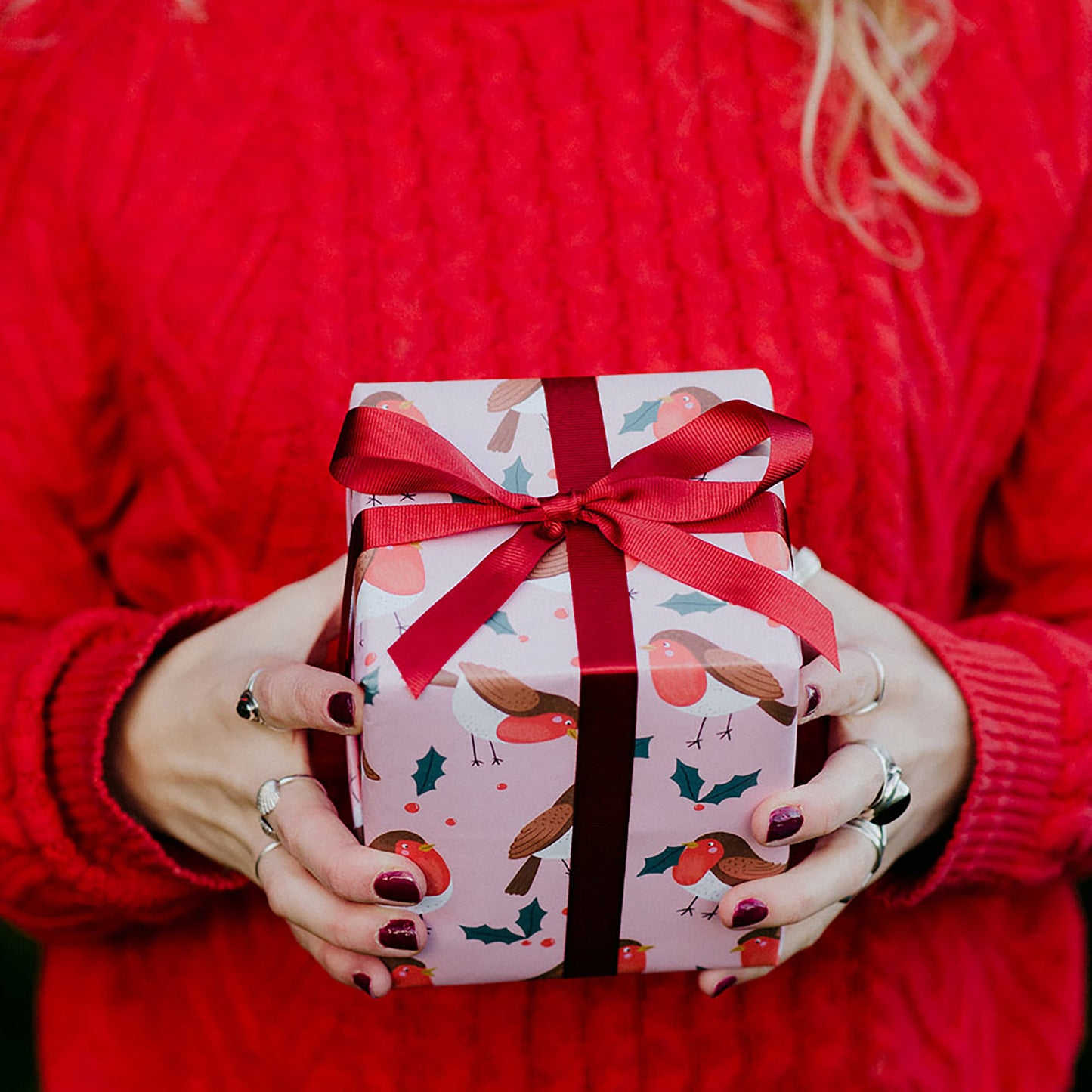 Cute Christmas Robins Wrapping Paper