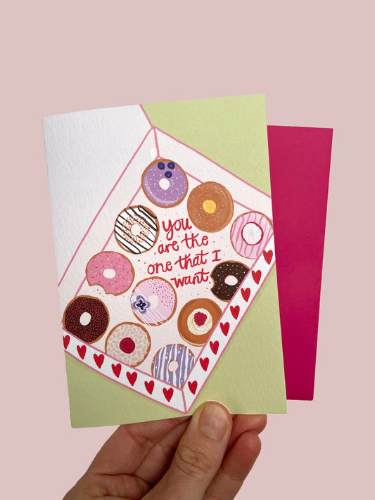 You are the one that I want- doughnut themed card.