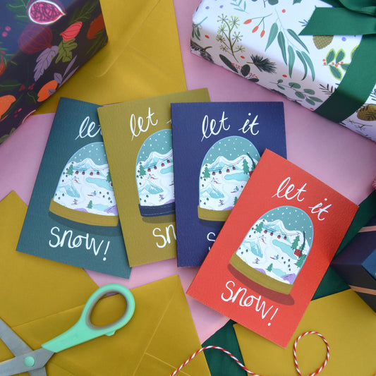 Let It Snow Christmas card bundle (4 cards)