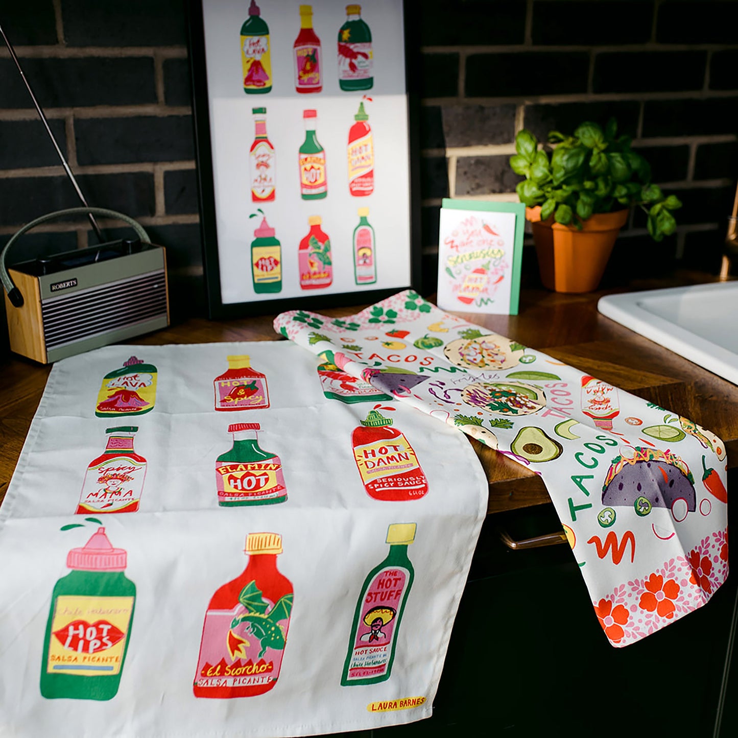 Hot Sauce Organic Cotton Tea Towel