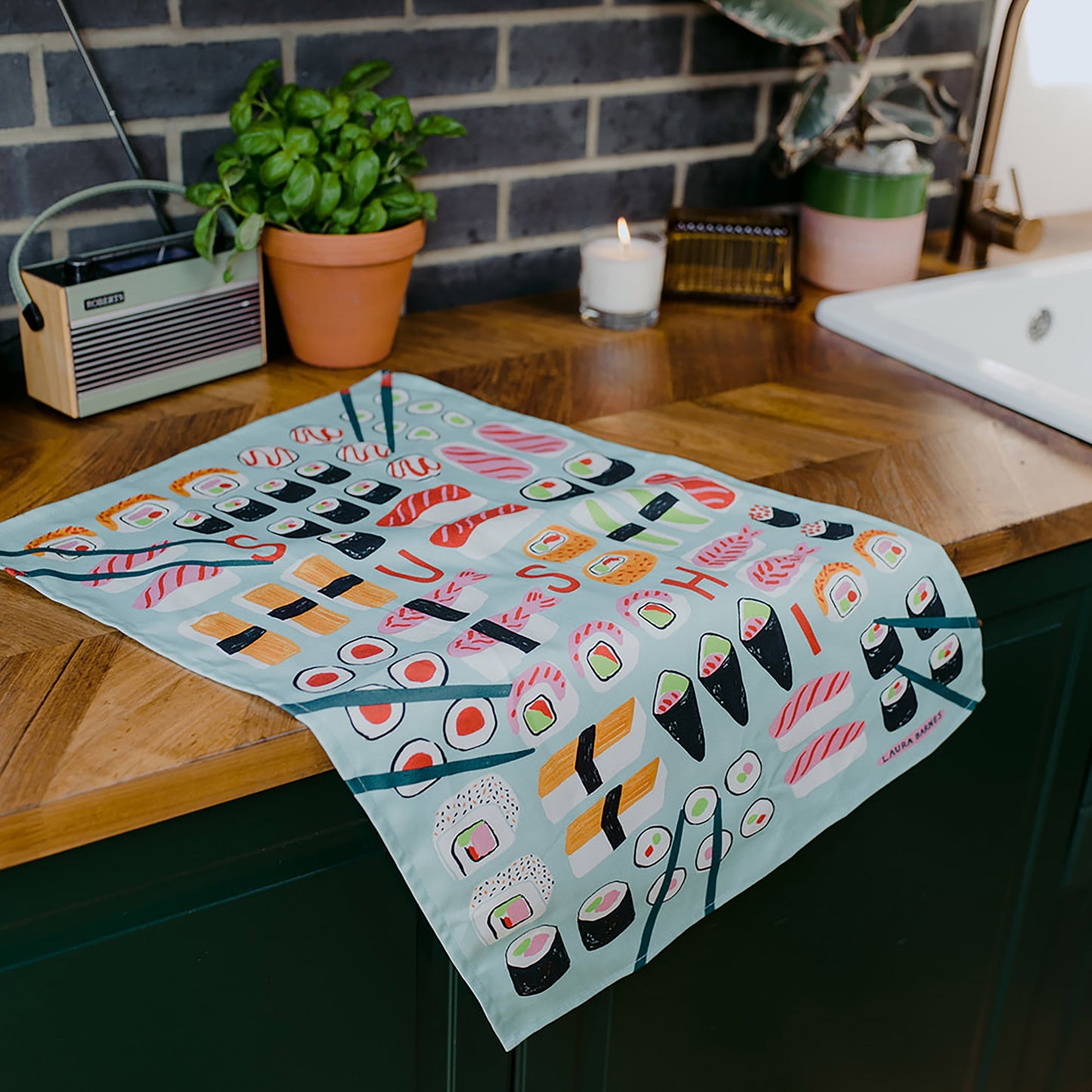 Sushi Organic Cotton Tea Towel