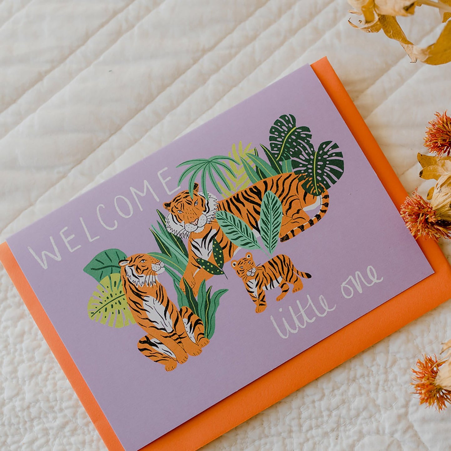 Welcome little one - New baby - Tiger family card.