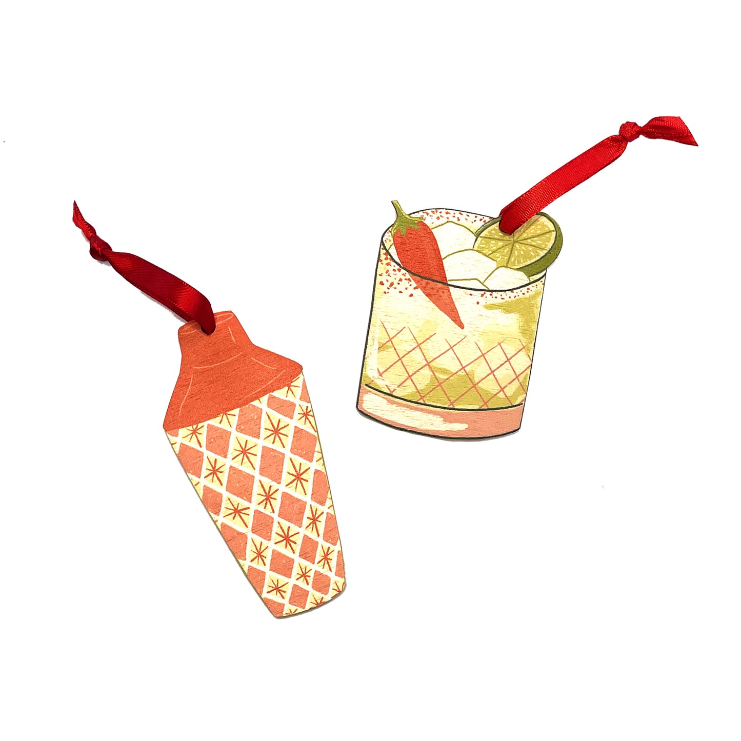 Cocktail Shaker Christmas Decoration (Coral Stars)