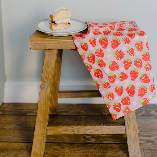 Sweet Strawberries Organic Cotton Tea Towel