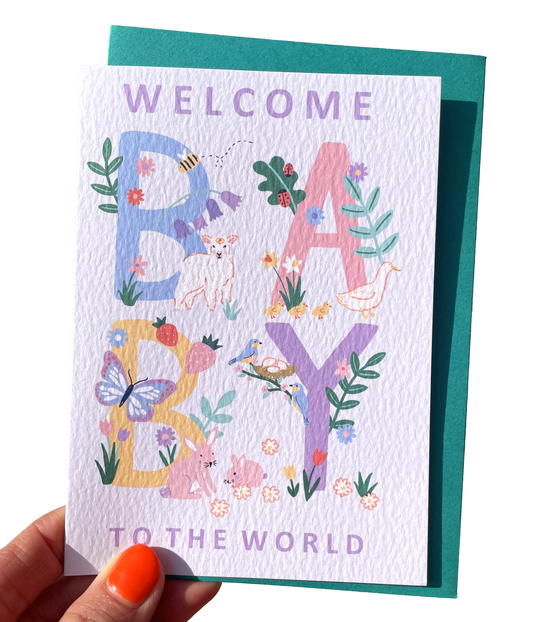 BABY, welcome to the world, farm animals card